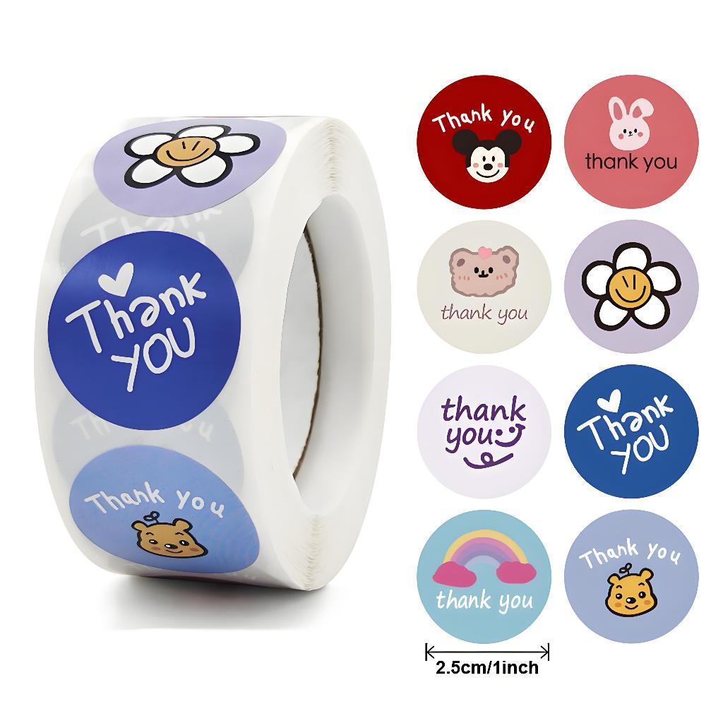 [READY] Aimilo Sticker Thank You Roll Isi 500 Pcs Warna Warni Stiker Terima Kasih Self Adhesive Seal Label Sticker Label