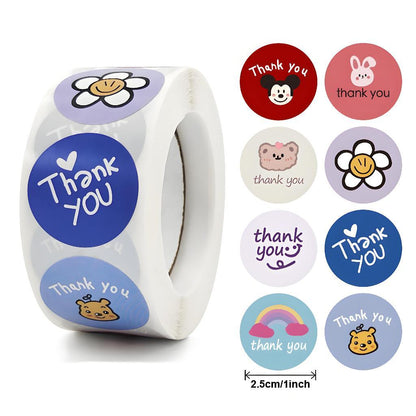 [READY] Aimilo Sticker Thank You Roll Isi 500 Pcs Warna Warni Stiker Terima Kasih Self Adhesive Seal Label Sticker Label