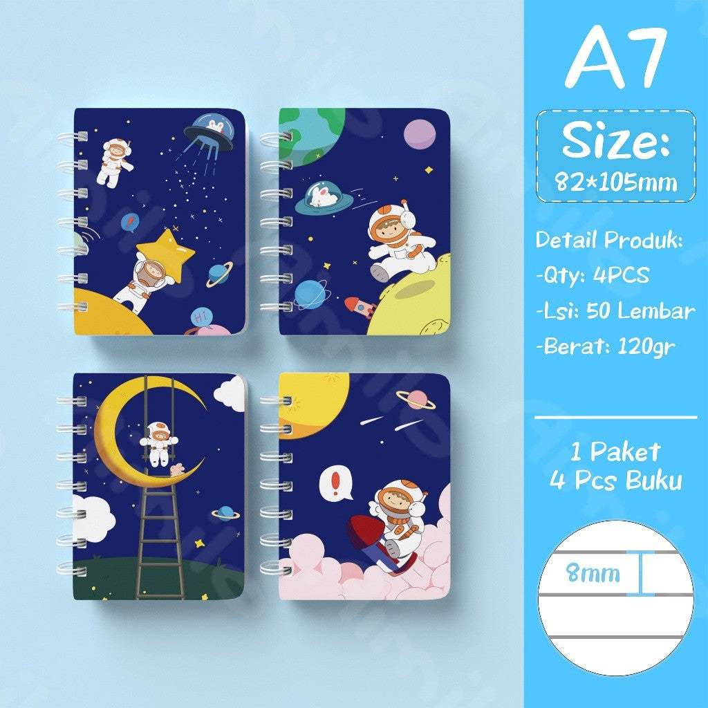 [READY] Aimilo Notebook Mini 1 Paket 4 Pcs Buku Kecil Catatan Scrapbook Buku Notes Kecil 50 Lembar