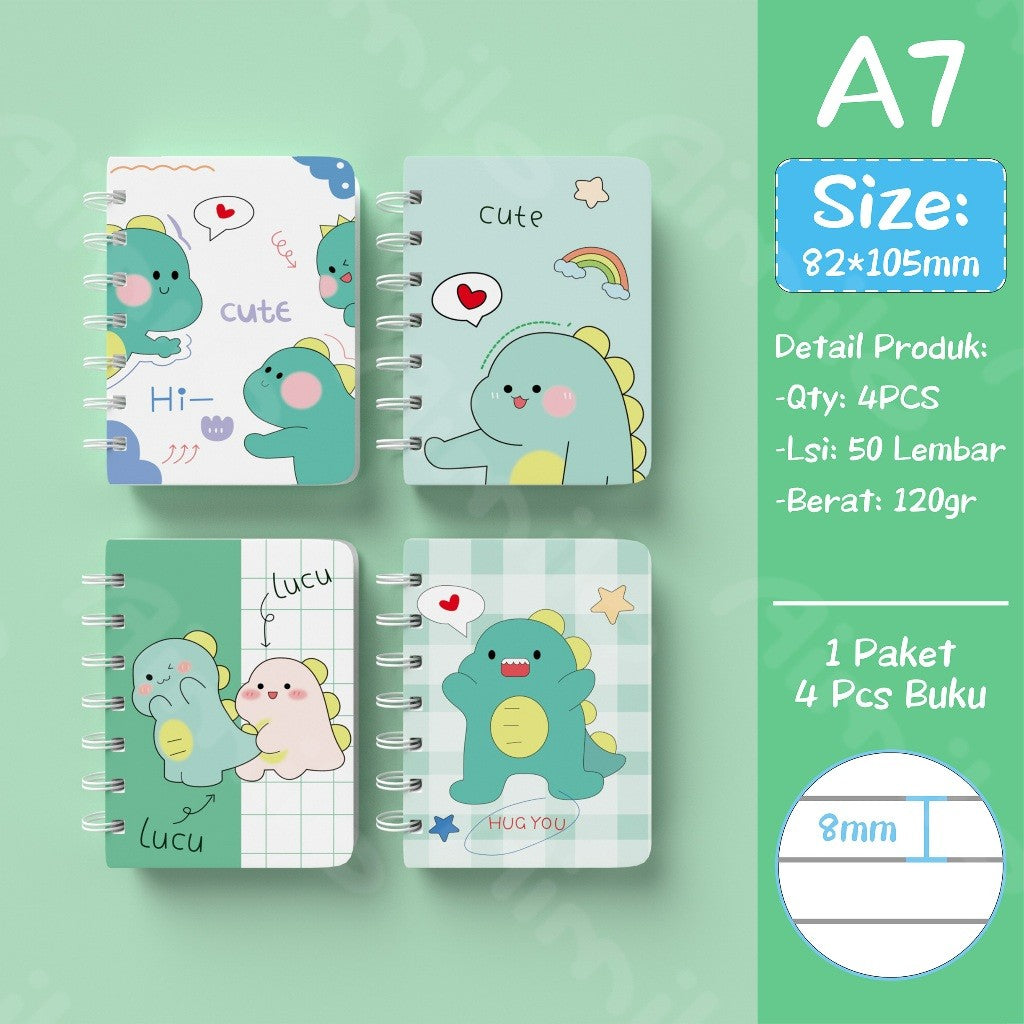 [READY] Aimilo Notebook Mini 1 Paket 4 Pcs Buku Kecil Catatan Scrapbook Buku Notes Kecil 50 Lembar