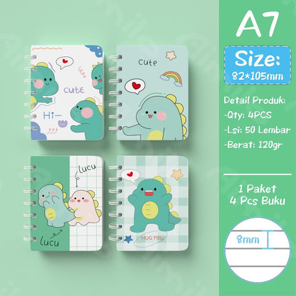 [READY] Aimilo Notebook Mini 1 Paket 4 Pcs Buku Kecil Catatan Scrapbook Buku Notes Kecil 50 Lembar