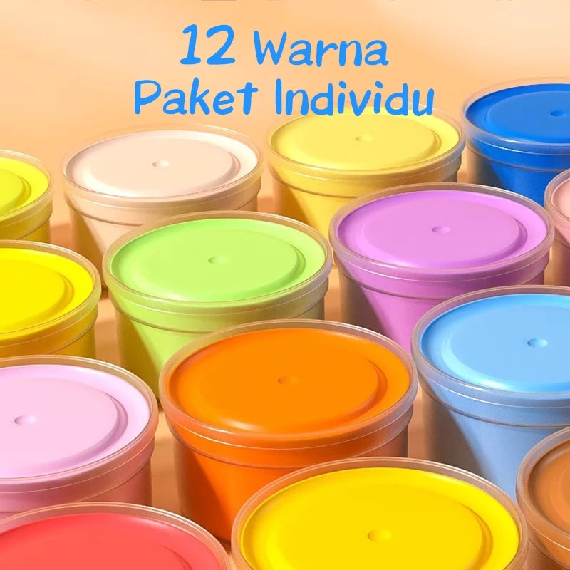 Aimilo Kotak Hadiah Mainan Clay Isi 12 Pcs Clay Warna Warni Mainan Edukasi Anak Hadiah Anak