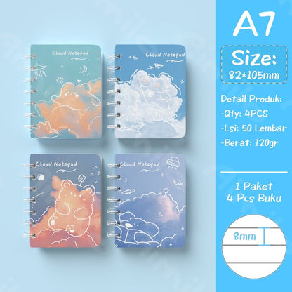 [READY] Aimilo Notebook Mini 1 Paket 4 Pcs Buku Kecil Catatan Scrapbook Buku Notes Kecil 50 Lembar