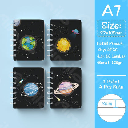 [READY] Aimilo Notebook Mini 1 Paket 4 Pcs Buku Kecil Catatan Scrapbook Buku Notes Kecil 50 Lembar