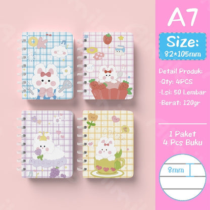 [READY] Aimilo Notebook Mini 1 Paket 4 Pcs Buku Kecil Catatan Scrapbook Buku Notes Kecil 50 Lembar