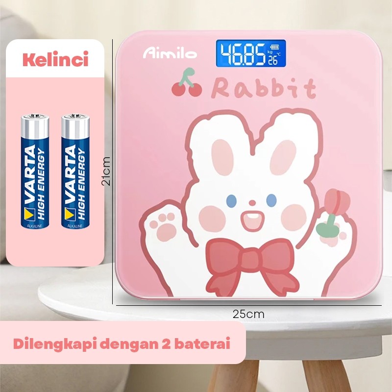 [READY] Aimilo Timbangan Badan Digital Kartun Pengukuran Akurat Timbangan Layar LCD Berat Max 180kg