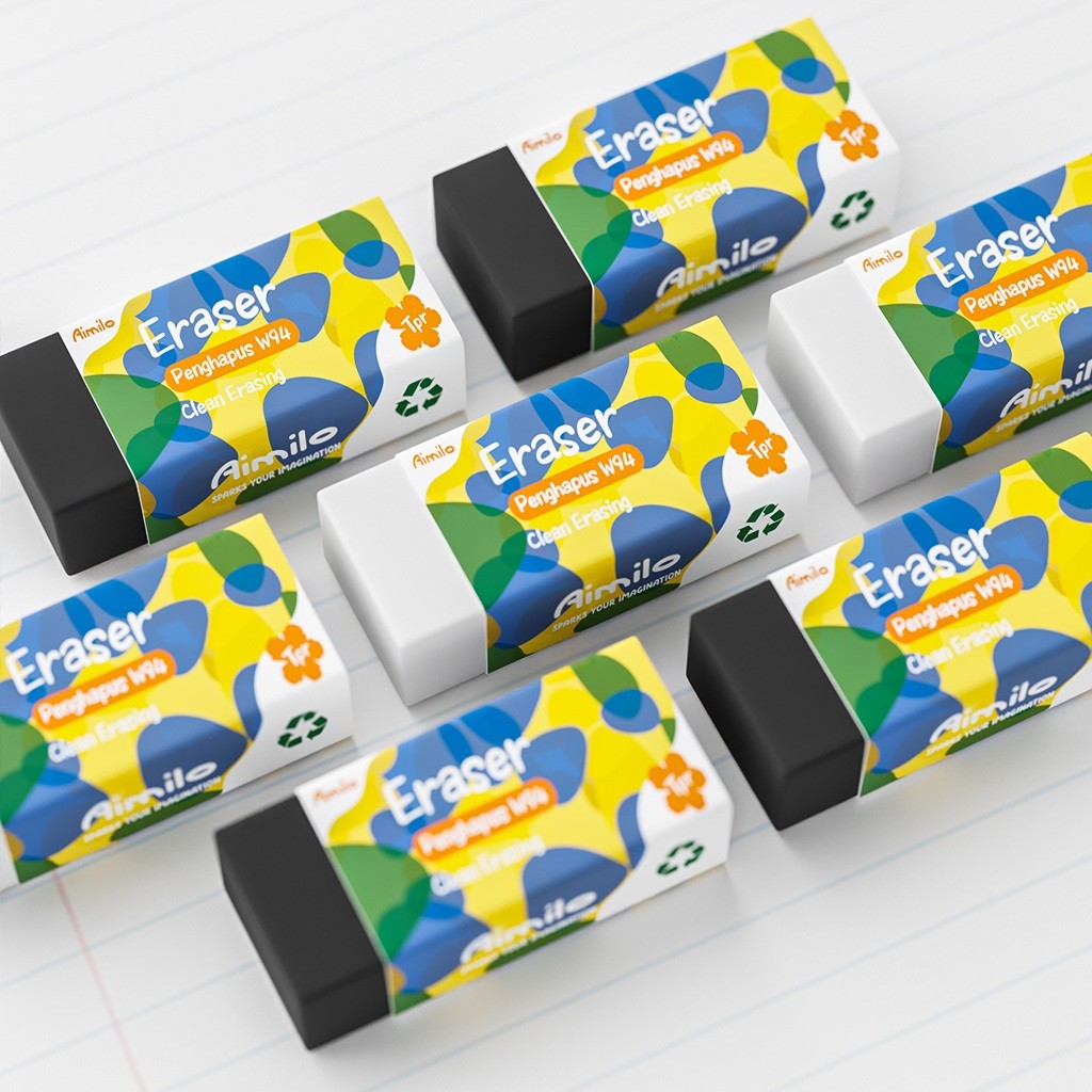 [READY] Aimilo Eraser / Penghapus Pensil Hitam Bebas PVC Bebas Debu Tidak Beracun Alat Tulis Sekolah