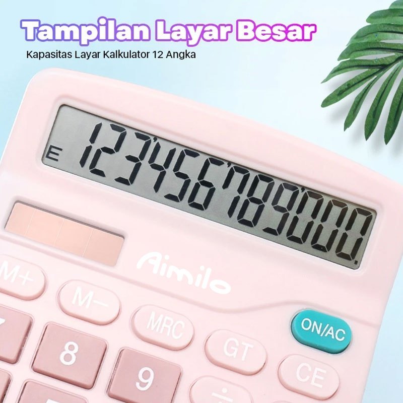 [READY] Aimilo Kalkulator Digital 12-Bit Dual Energi Baterai dan Energi Surya Caclulator Check Double Power