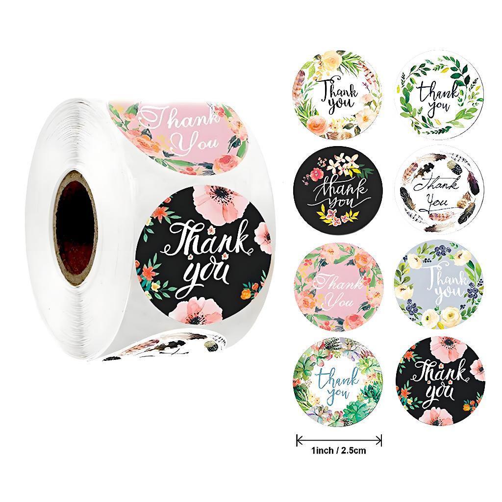 [READY] Aimilo Sticker Thank You Roll Isi 500 Pcs Warna Warni Stiker Terima Kasih Self Adhesive Seal Label Sticker Label