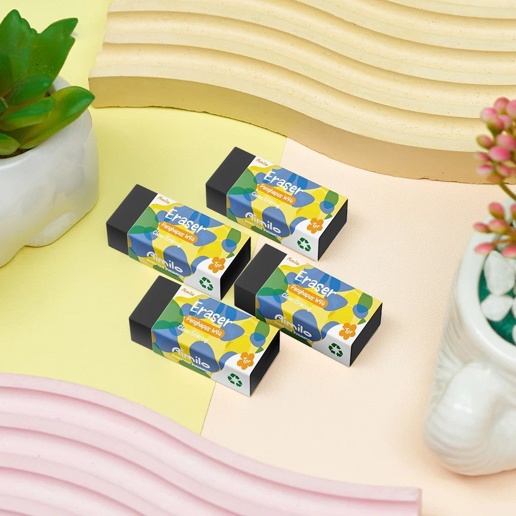 [READY] Aimilo Penghapus Pensil Isi 30PCS/Kotak Hitam Eraser Bebas PVC Bebas Debu Tidak Beracun Alat Tulis Sekolah
