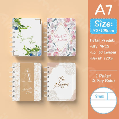 [READY] Aimilo Notebook Mini 1 Paket 4 Pcs Buku Kecil Catatan Scrapbook Buku Notes Kecil 50 Lembar