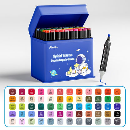 [READY] Aimilo Spidol Warna Warni 1 Set Sketch Marker 2 Tip Touch Marker 48/60/80 Warna