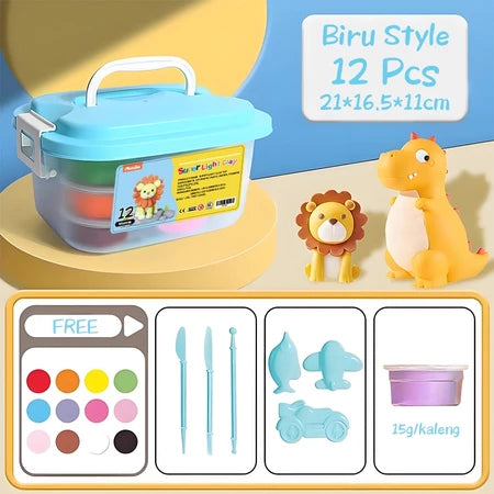 Aimilo Kotak Hadiah Mainan Clay Isi 12 Pcs Clay Warna Warni Mainan Edukasi Anak Hadiah Anak