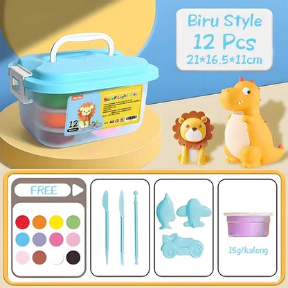 Aimilo Kotak Hadiah Mainan Clay Isi 12 Pcs Clay Warna Warni Mainan Edukasi Anak Hadiah Anak