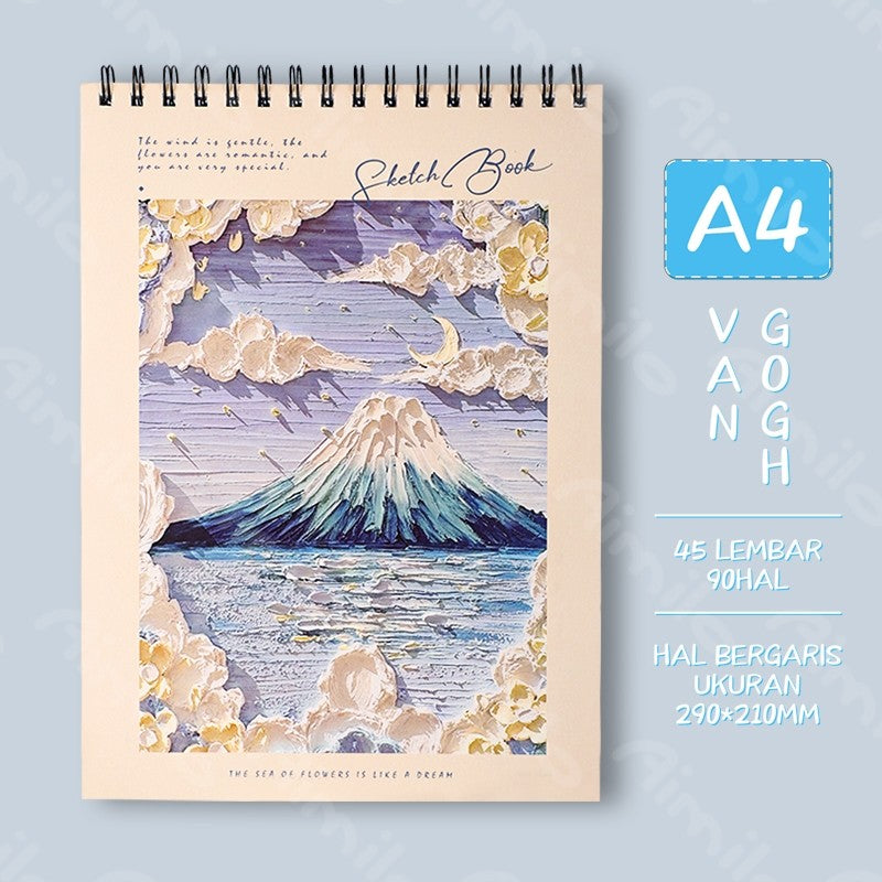 [READY] Aimilo Buku Gambar A4 Sketchbook Buku Sketsa lTebal Vertikal Jilid Spiral 45 Lembar/90 Halaman