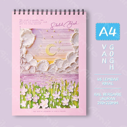 [READY] Aimilo Buku Gambar A4 Sketchbook Buku Sketsa lTebal Vertikal Jilid Spiral 45 Lembar/90 Halaman