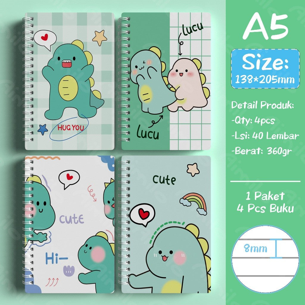 [READY] Aimilo Notebook A5 1 Paket 4 Pcs Buku Diary Aesthetic Buku Jurnal Aesthetic Sekolah 40 Lembar