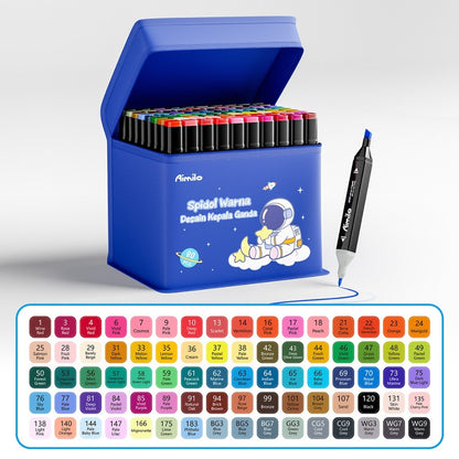 [READY] Aimilo Spidol Warna Warni 1 Set Sketch Marker 2 Tip Touch Marker 48/60/80 Warna