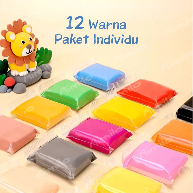 [READY] Aimilo Clay Mainan Anak Isi 12 PCS Clay Warna Mainan Edukasi Anak Aman Dan Tidak Beracun