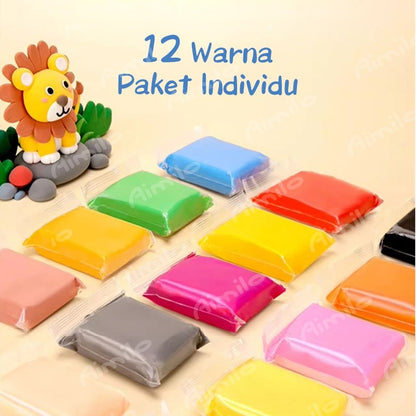 [READY] Aimilo Clay Mainan Anak Isi 12 PCS Clay Warna Mainan Edukasi Anak Aman Dan Tidak Beracun