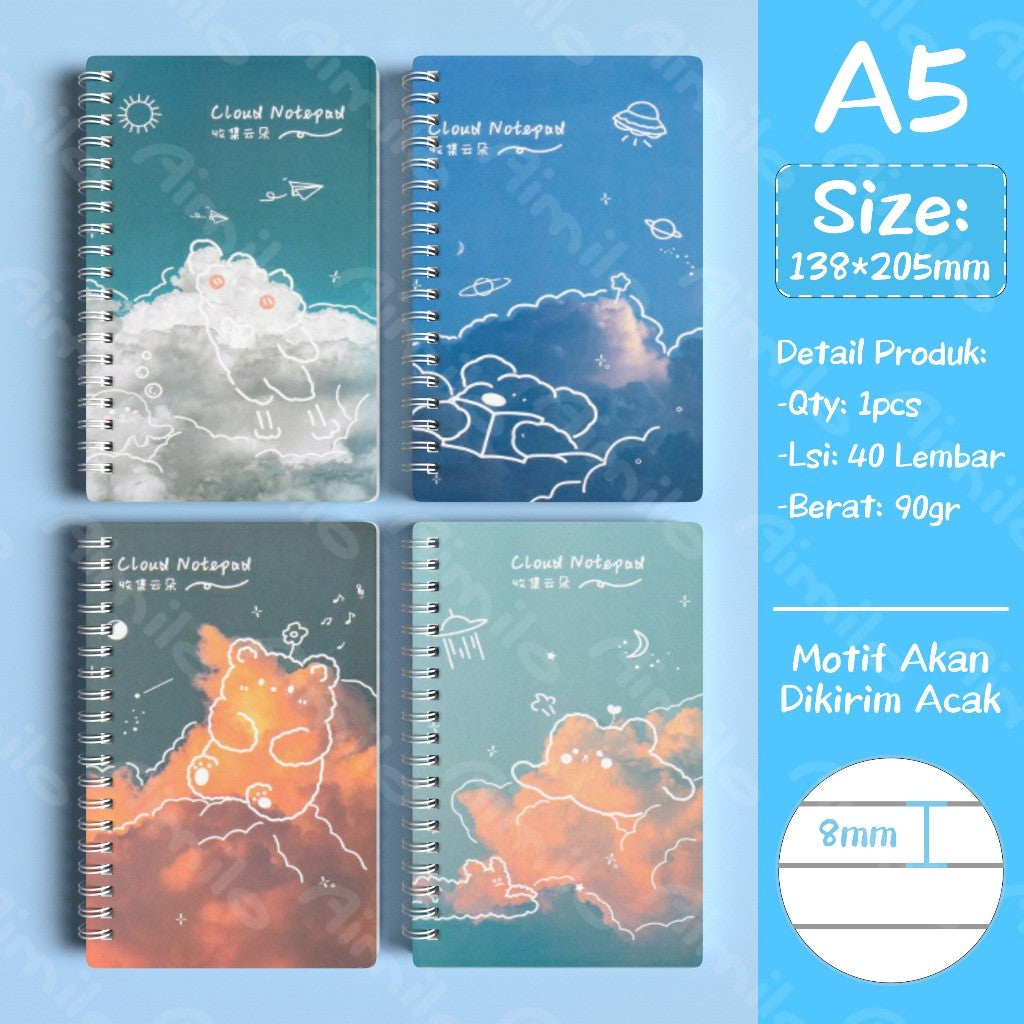 [READY] Aimilo Notebook Aesthetic Buku Diary 40 Lembar Buku Jurnal Buku Catatan Buku Note Stiker Buku Tulis Aesthetic Sekolah