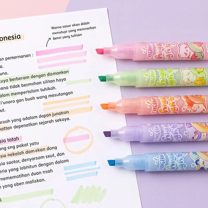 Aimilo Highlighter Pastel 1 Set Aroma Buah Segar Spidol Warna 6 PCS Aman Untuk Anak Tidak Menyengat