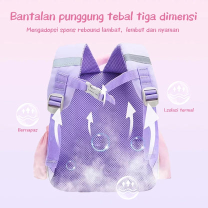 Aimilo Tas Fashion Ransel Anak Tas Sekolah Anak Perempuan Tas Anak TK/SD Kapasitas Besar Tahan Air Tebal Kado Anak