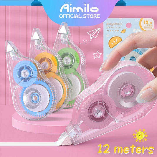 Aimilo Pita Koreksi 12m Correction Tape Halus Untuk Digunakan Cakupan Yang Mulus Alat Tulis