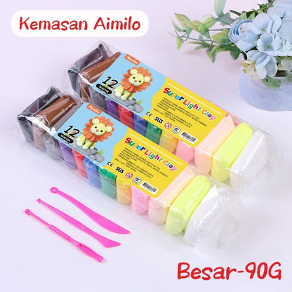 [READY] Aimilo Clay Mainan Anak Isi 12 PCS Clay Warna Mainan Edukasi Anak Aman Dan Tidak Beracun