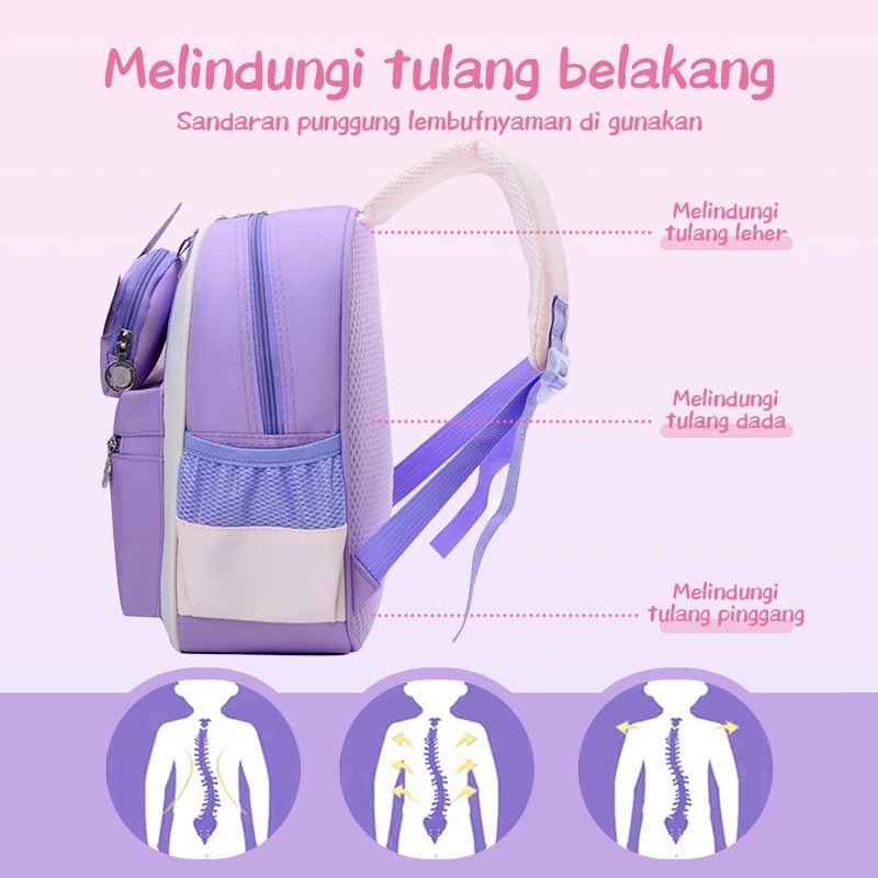 Aimilo Tas Fashion Ransel Anak Tas Sekolah Anak Perempuan Tas Anak TK/SD Kapasitas Besar Tahan Air Tebal Kado Anak