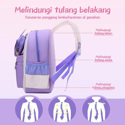 Aimilo Tas Fashion Ransel Anak Tas Sekolah Anak Perempuan Tas Anak TK/SD Kapasitas Besar Tahan Air Tebal Kado Anak