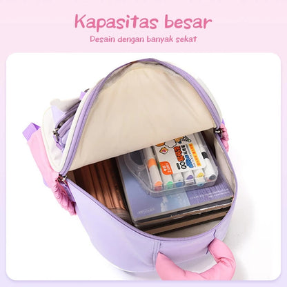 Aimilo Tas Fashion Ransel Anak Tas Sekolah Anak Perempuan Tas Anak TK/SD Kapasitas Besar Tahan Air Tebal Kado Anak