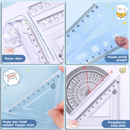 [READY] Aimilo Penggaris Lucu 1 Set 4 Pcs Premium Ruler Dapat Ditekuk Tanpa Patah