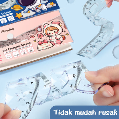 [READY] Aimilo Penggaris Lucu 1 Set 4 Pcs Premium Ruler Dapat Ditekuk Tanpa Patah