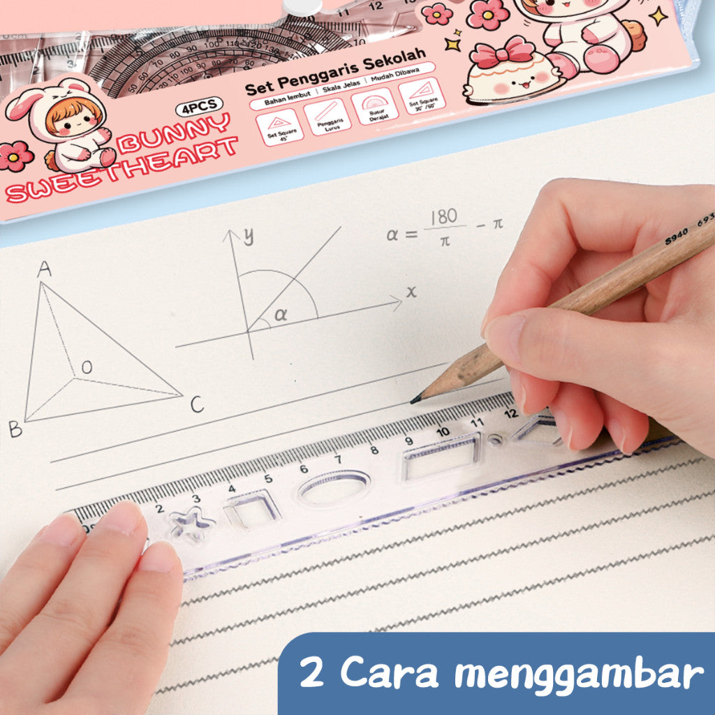 [READY] Aimilo Penggaris Lucu 1 Set 4 Pcs Premium Ruler Dapat Ditekuk Tanpa Patah