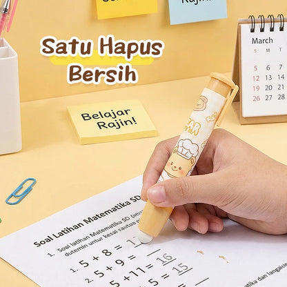 Aimilo Penghapus Pensil Mekanik Karakter Isi 2PCS Eraser Penghapus Tekan