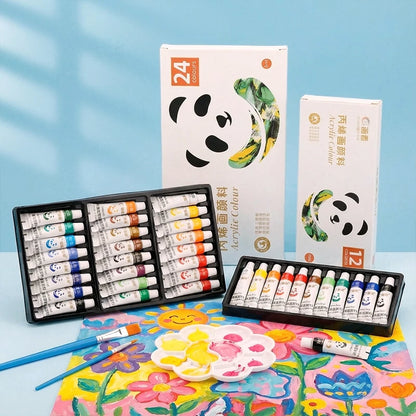 Aimilo Cat Akrilik Set 12/24Warna Acrylic Paint Isi Palet & Kuas Cepat Kering Dan Halus
