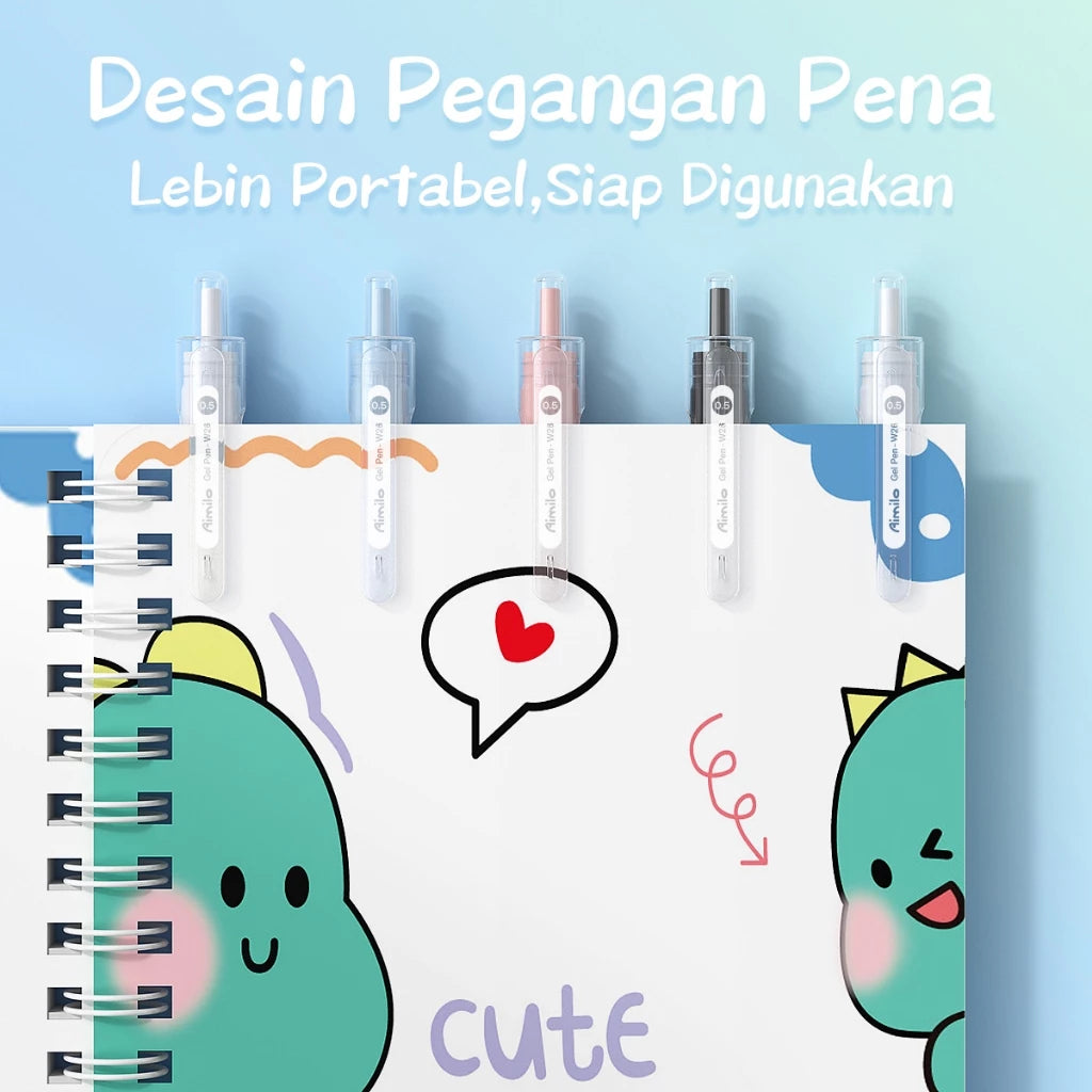 Aimilo Gel Pen Isi 12PCS Pulpen Gel Retractable 4 Warna 0.5mm