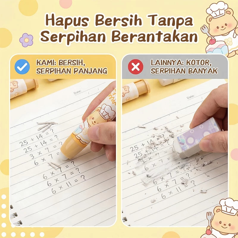 Aimilo Penghapus Pensil Mekanik Karakter Isi 2PCS Eraser Penghapus Tekan