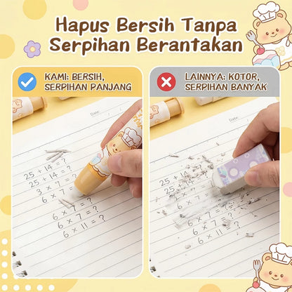 Aimilo Penghapus Pensil Mekanik Karakter Isi 2PCS Eraser Penghapus Tekan
