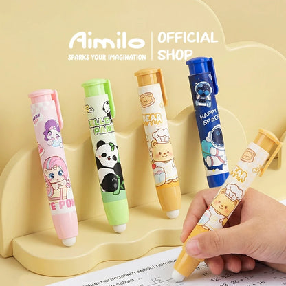 Aimilo Penghapus Pensil Mekanik Karakter Isi 2PCS Eraser Penghapus Tekan