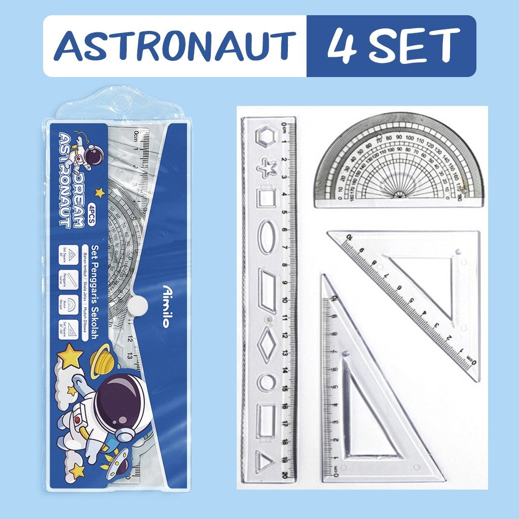 [READY] Aimilo Penggaris Lucu 1 Set 4 Pcs Premium Ruler Dapat Ditekuk Tanpa Patah