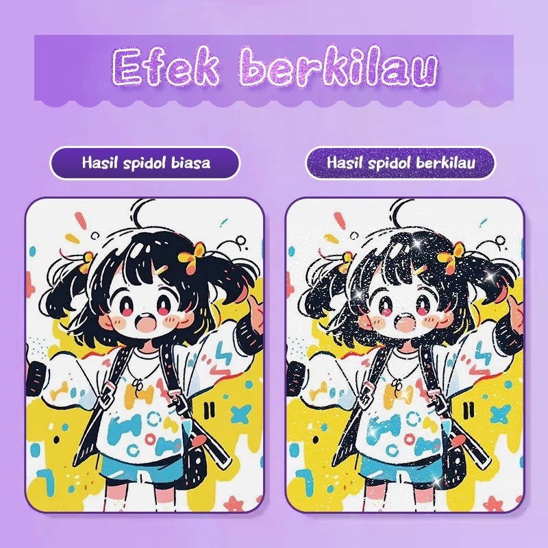 Aimilo Spidol Glitter Marker Set 2 Sisi 2 Warna Brush Pen 24/48/72/96 Warna Alat Gambar Anak