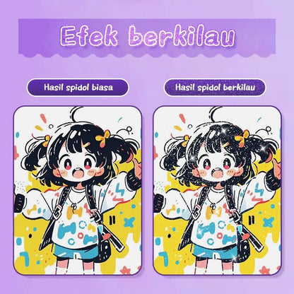 Aimilo Spidol Glitter Marker Set 2 Sisi 2 Warna Brush Pen 24/48/72/96 Warna Alat Gambar Anak