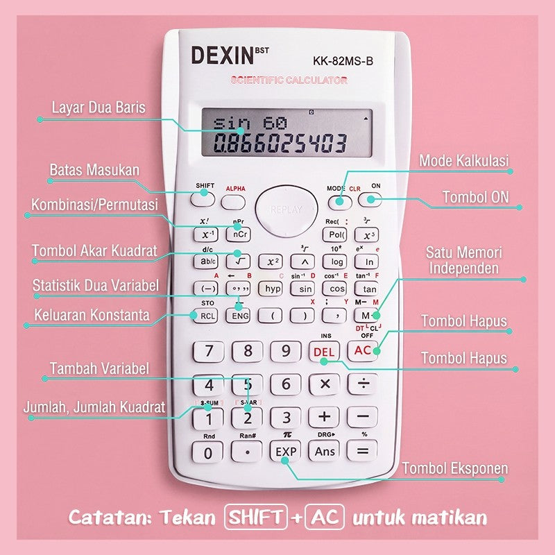 [READY] Aimilo Kalkulator Scientific Calculator 240 Fungsi Kalkulasi 4 Warna