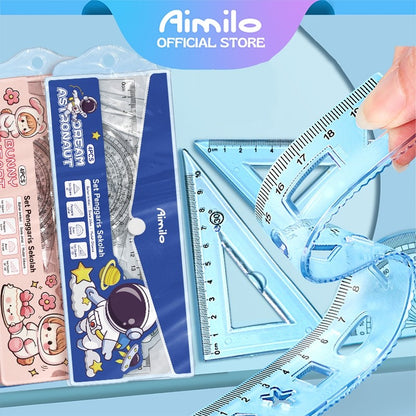[READY] Aimilo Penggaris Lucu 1 Set 4 Pcs Premium Ruler Dapat Ditekuk Tanpa Patah