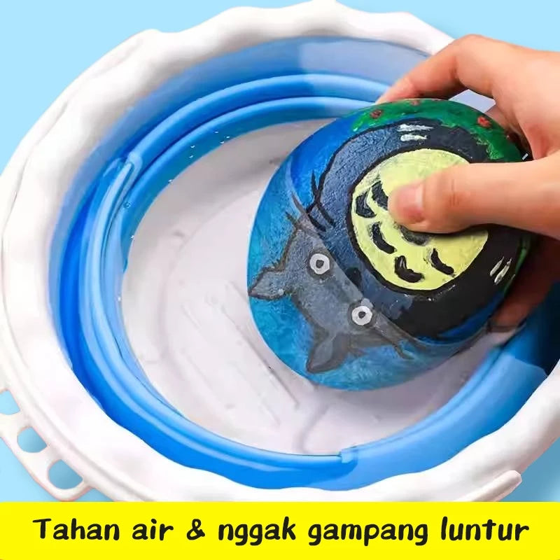 Aimilo Cat Akrilik Set 12/24Warna Acrylic Paint Isi Palet & Kuas Cepat Kering Dan Halus
