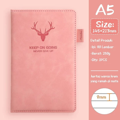 Aimilo Buku Catatan Notebook A5 Premium Buku Diary Aesthetic Cover Kulit Tahan Air Agenda Meeting 80 Lembar