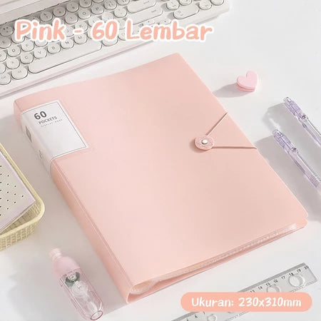 Aimilo Display Book A4 Document Folder Clear Holder Tahan Air Isi 30/60 Lembar Dengan Tali