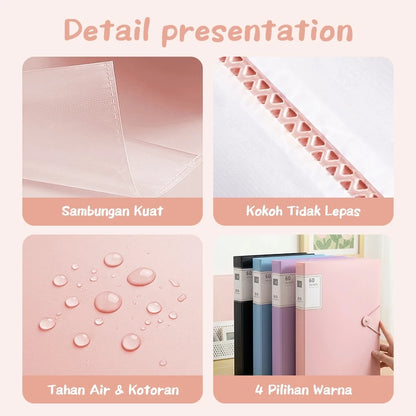 Aimilo Display Book A4 Document Folder Clear Holder Tahan Air Isi 30/60 Lembar Dengan Tali